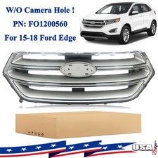 For 2015 2016 2017-18 Ford Edge Front Upper Bumper Grill Grille Chrome W/O Holes picture