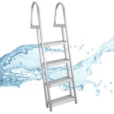 RecPro 4 Step Pontoon Dock Ladder Heavy Duty Aluminum Removable Boarding Ladder picture