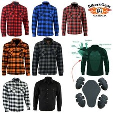 Australian Bikers Gear Mens Motorcycle Motorbike Flannel Shirt lined with Kevlar picture