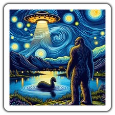 ALIEN UFO BIGFOOT NESSIE NIGHT SCENE Magnet, MYSTICAL CREATURES Magnet, LUMINE picture