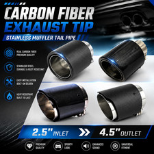 1PC Carbon Fiber Exhaust Tip Stainless Muffler Tail Pipe 2.5