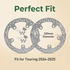 Polished 320mm Front Brake Rotors Bolts for Harley Touring FLTRX FLHXU 2024-UP picture