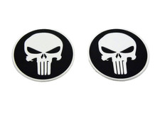 2 PUNISHER SKULL HARLEY DAVIDSON CAR TRUCK SUV UNIVERSAL 37.5MM ROUND EMBLEM picture