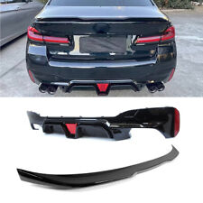 Rear Diffuser+Spoiler M5 Style For 2017-23 BMW G30 5 Series M Sport Gloss Black picture