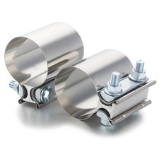 2PCS 2.5 Inch Butt Joint Band Exhaust Clamp Sleeve Coupler T304 Stainless Steel picture