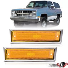 Side Marker Lights Amber Lens For Chevy GMC Pickup Truck 1981-1991 C10 C20 C30 picture