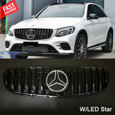 For 2016-2019 Mercedes Benz X253 GLC300 Black Front Upper Grille Grill LED Star picture