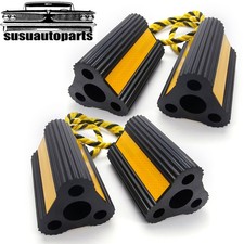 4 Pack Rubber Wheel Chocks + Rope For RV Trailer Camper Car Truck Aircraft Boat picture