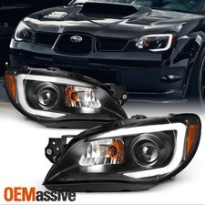 Fits 2006-2007 Subaru Impreza WRX Outback Black LED DRL Projector Headlights Set picture