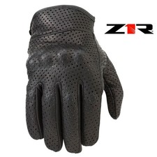 Z1R 270 Perforated Black Leather Street Motorcycle Riding Gloves – Pick Size picture