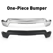 One-Piece Front Bumper Bar For 2022-2026 Chevrolet Silverado 1500 Black / Chrome picture