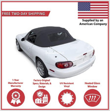 Mazda Miata Convertible Soft Top 1990-2005 Black Vinyl w/DOT Heated Glass Window picture