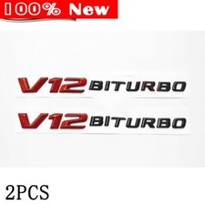 2pcs Red Black V12 BITURBO Logo Letter Convex Fender Side Emblem Badge Sticker picture