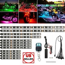 12 Pcs Motorcycle RGB 120 LED Waterproof Under Glow Lights Strip Neon Kit Remote picture