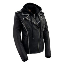 Milwaukee Leather Womens Motorcycle MLL2503 Black 'Bedazzled' Moto Jacket With H picture