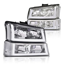Clear/Chrome Headlights W/ LED DRL Fit For 2003-2006 Chevy Silverado/Avalanche picture