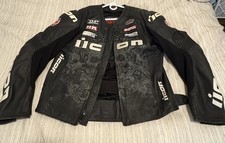 Icon Mens Leather Motorcycle Jacket Overlord Prime Hero Size Large Armored $375 picture