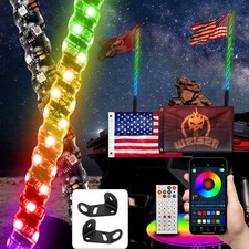 Pair 4FT RGB LED Spiral Whip Light Mounts Kit For Polaris RZR PRO R/R4 2022-2026 picture