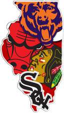 Chicago Black Hawks Bears Bulls White Sox Illinois State Vinyl Sticker Decal Car picture