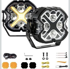 Offroad LED Pod Lights, Clear X-Style White/Amber DRL front bumper Light Bars picture