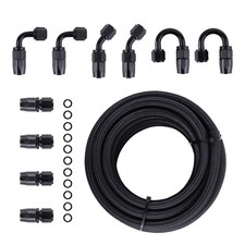 6AN 20FT Fuel Line Hose Kit Nylon Stainless Steel Braided Oil Hose Fittings AN6 picture
