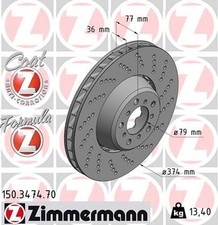 Zimmermann 150.3474.70 Formula Z Disc Brake Rotor For 06-11 BMW M5 M6 picture