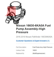 OEM NEW High Pressure Fuel Pump For 2016-2024 Nissan Pathfinder QX60 16630-6KA0A picture
