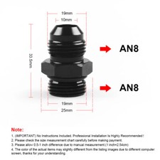 2pcs ORB-8 O-ring Boss AN8 8AN to AN8 8AN Male Adapter Fitting Black Aluminum picture