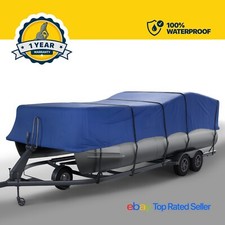 Seal Skin Trailerable Pontoon Boat Cover, Waterproof Protection, UV Resistant picture