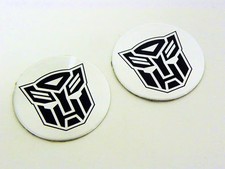 2 TRANSFORMERS AUTOBOTS HARLEY DAVIDSON CAR TRUCK SUV UNIVERSAL OIL CAP EMBLEMS picture