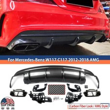 For Benz C117 W117 CLA200 CLA250 CLA45 2013-2019 Carbon Rear Bumper Diffuser Lip picture