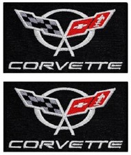 Corvette Racing Checkered Flags Embroidered Patch |2PC IRON ON OR SEW (p129) picture