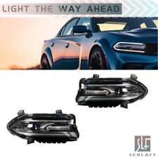 For 2015-2020 Dodge Charger Headlight Halogen w/LED DRL Black Housing Right+Left picture