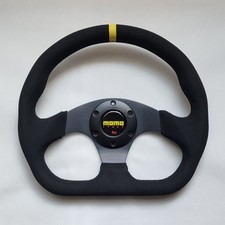 MOMO Black Suede Leather D Shape Street Sport Steering Wheel 320mm 12.5in BSLYB picture
