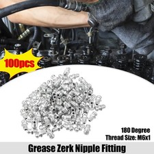100 Pcs M6x1 Car Grease Nipple Fitting Straight 180 Degree Galvanized Steel picture