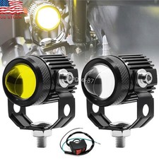 2x LED Motorcycle Spot Light Headlight Driving Fog Auxiliary Lamp Yellow White picture