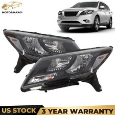 Pair Black Headlights Headlamps For 2013-2016 Nissan Pathfinder Platinum S SL SV picture