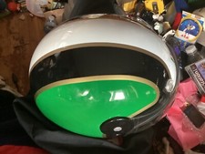 🔥🚨Vintage HCI Motorcycle Helmet Green/Red/White Face Shield Italy EUC  picture