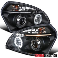 Fit 2005-2009 Hyundai Tucson Black LED Halo Projector Headlights Lamp Left+Right picture