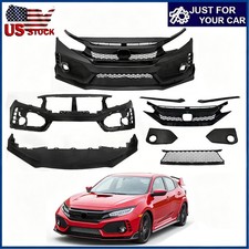 For 2016-2021 Honda Civic Type R Style Front Bumper Cover Kit with Grille & Lip picture