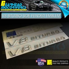 V8 BiTurbo Emblem Side Fender 3D Chrome Badge Mercedes Benz AMG CL63 E63 OEM NEW picture