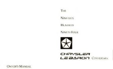 1994 Chrysler Lebaron Convertible Owner's Manual picture