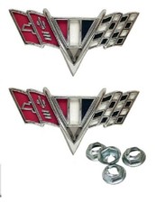 65-67 CHEVY II NOVA CHEVELLE V FLAG FENDER EMBLEM *PAIR picture