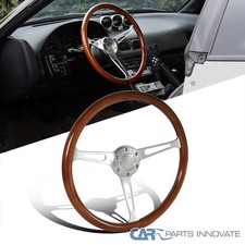 380MM/15inch Aluminum Spokes Vintage Classic Wooden Wood Grain Steering Wheel picture