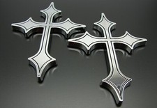(2) CHRISTIAN HOLY CROSS 3D EMBLEMS STICKERS DECAL.RELIGIOUS CAR EMBLEMS DECALS picture