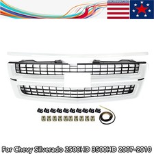 Summit White Front Hood Grille & Molding For 07-10 Chevy Silverado 2500HD 3500HD picture