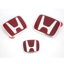 3pcs Jdm Red Front Rear Steering Badge Emblem For Honda Pilot 2009-2015 picture