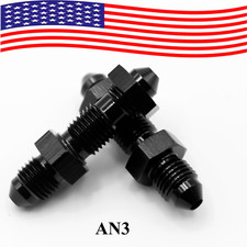 2pcs Bulkhead Fitting -3 AN AN3 Male to Male Straight Adapter with Nut Aluminum picture