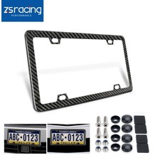 100% Real Black Carbon Fiber License Plate Frame Silm 4 Holes with Screws Caps picture