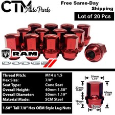 20x Red Dodge Charger Challenger RAM1500 OEM Factory Lug Nut 14x1.5 Stock Wheel picture